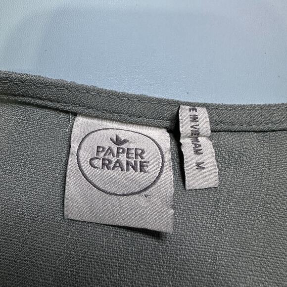 Paper Crane Crop Tank Top Size M Tiered Green Buttons Cottage Coquette Bohemian - Picture 3 of 5